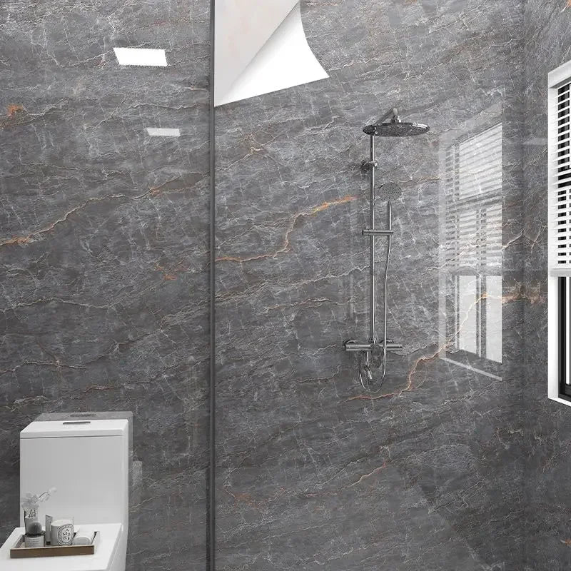 Papier Adhésif Marbre Salle de Bain — Vinyle Imperméable & Repositionnable