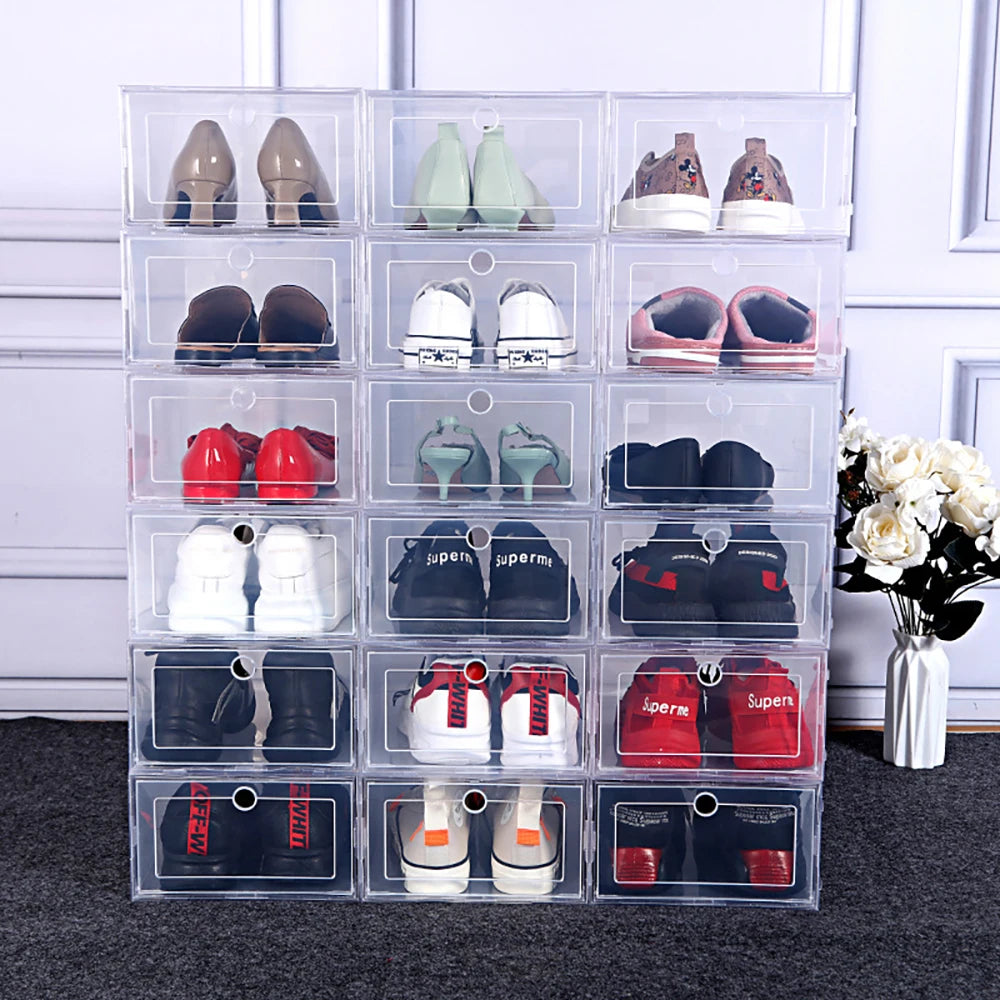 Lot 6 Boîtes à Chaussures Transparentes Pliables — Anti-poussière