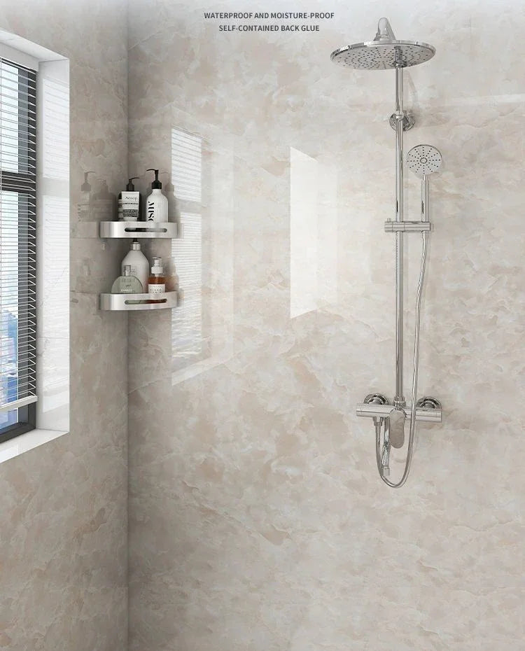 Papier Adhésif Marbre Salle de Bain — Vinyle Imperméable & Repositionnable