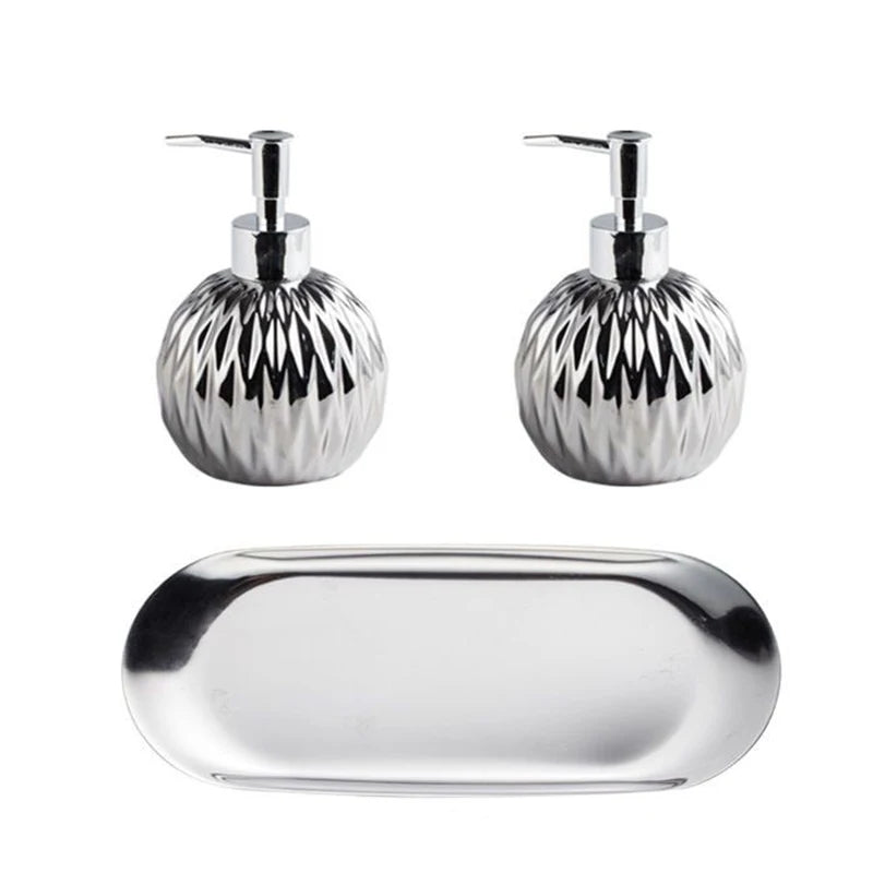 Distributeur Savon Doré avec Plateau Inox — Décoration Salle de Bain