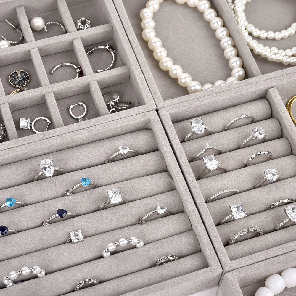 Boîte Bijoux Velours — Présentoir Bagues, Colliers & Bracelets