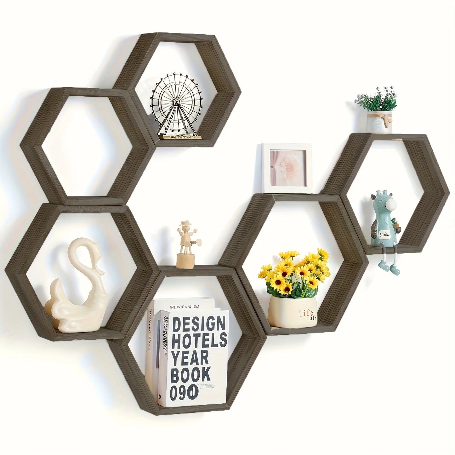 Étagère Murale Hexagonale Flottante — Salle de Bain & Chambre