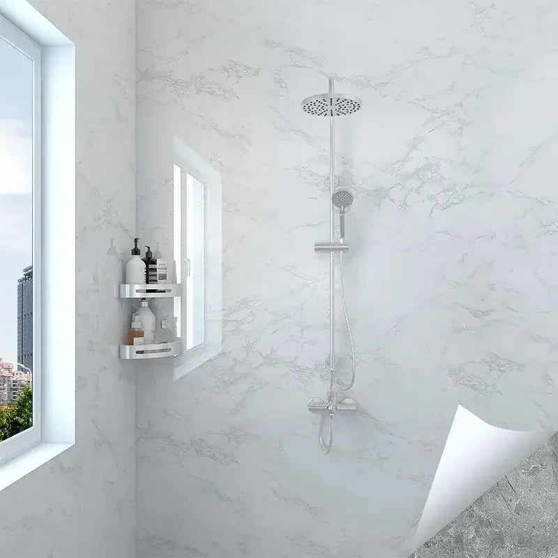 Papier Adhésif Marbre Salle de Bain — Vinyle Imperméable & Repositionnable