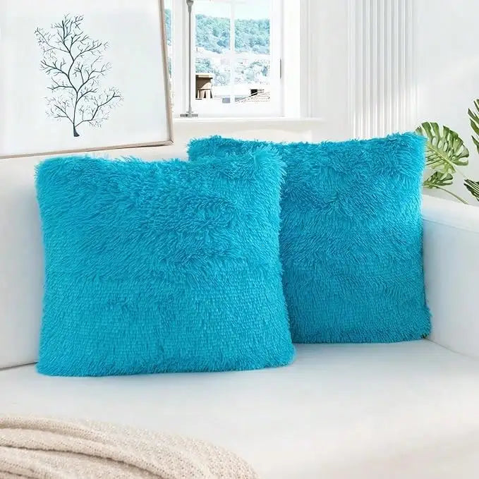 Lot 2 Housses Coussin Fausse Fourrure Luxe — Canapé & Chambre