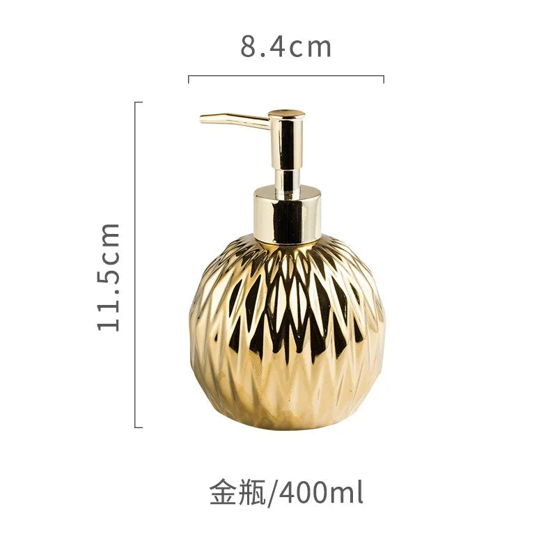 Distributeur Savon Doré avec Plateau Inox — Décoration Salle de Bain