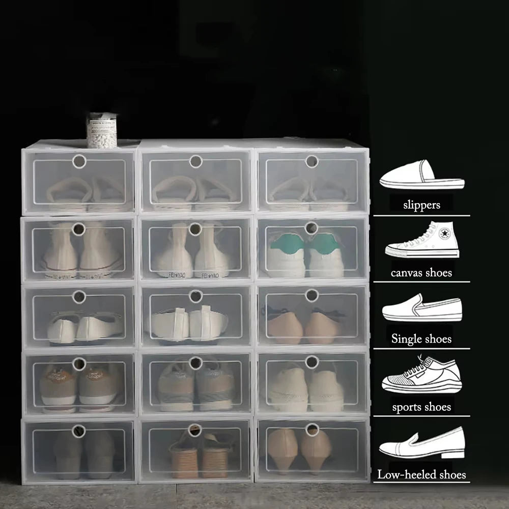 Lot 6 Boîtes à Chaussures Transparentes Pliables — Anti-poussière