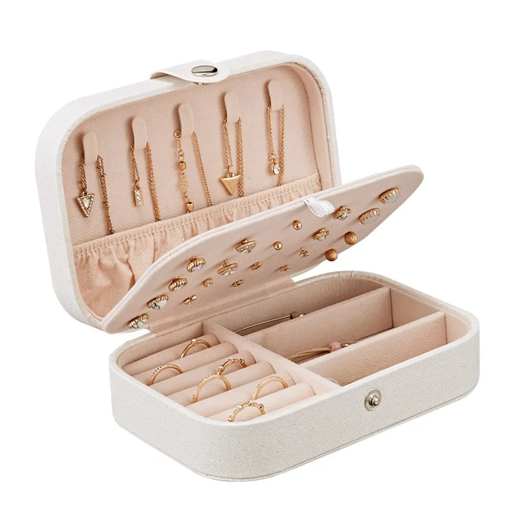 Boîte à Bijoux Organisatrice en Cuir — Colliers, Bagues & Bracelets