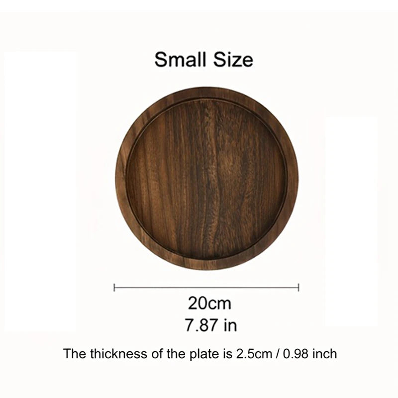 Plateau Rond Rustique en Bois — Présentoir Bougies & Vases Déco