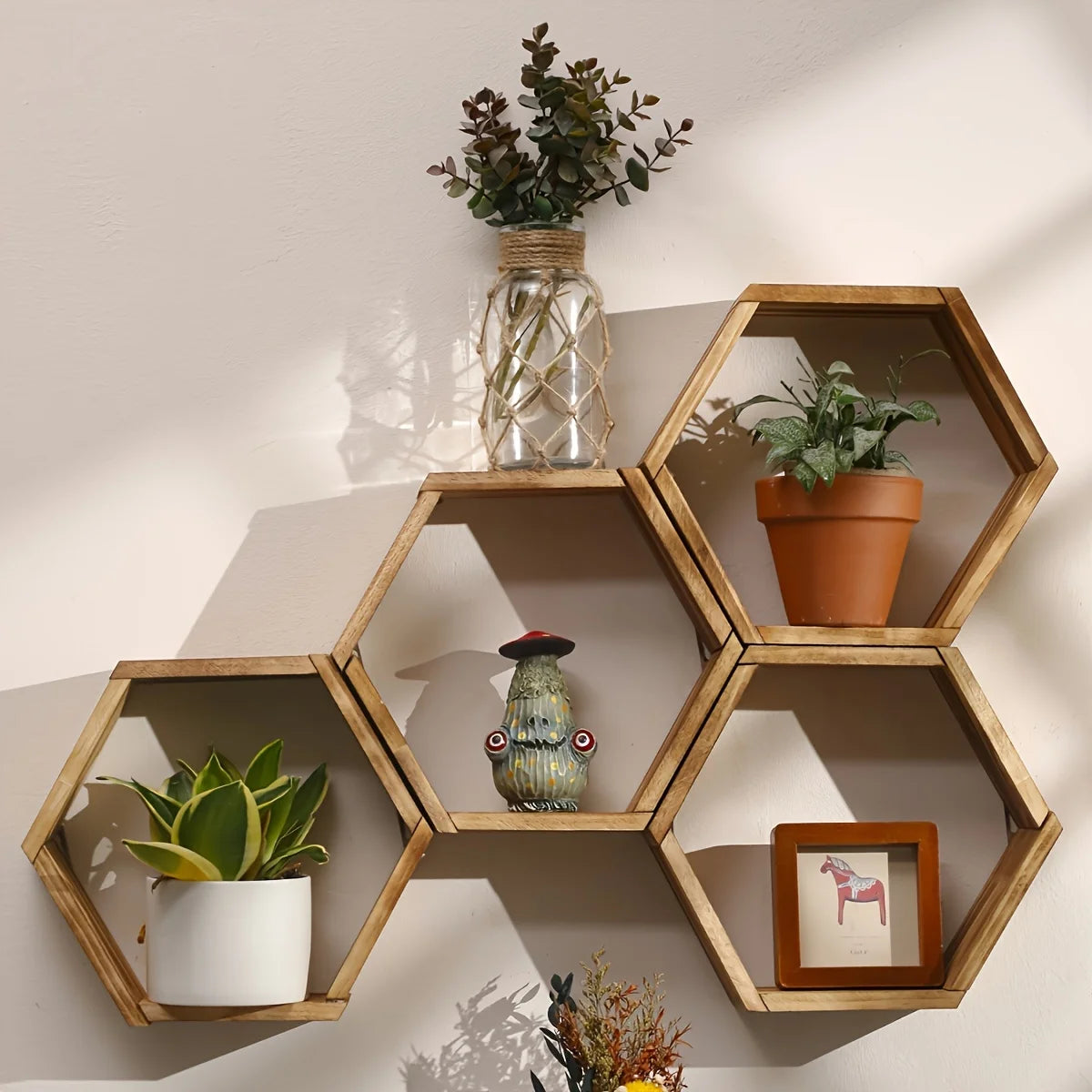 Étagère Murale Hexagonale Flottante — Salle de Bain & Chambre