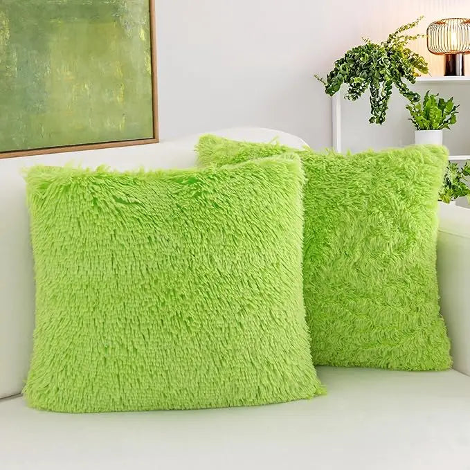 Lot 2 Housses Coussin Fausse Fourrure Luxe — Canapé & Chambre