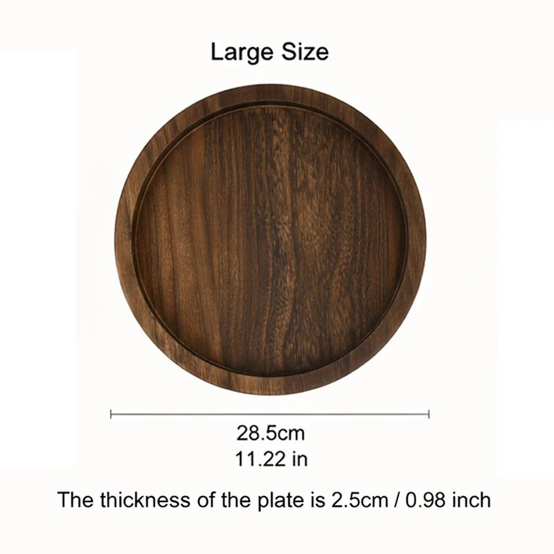 Plateau Rond Rustique en Bois — Présentoir Bougies & Vases Déco