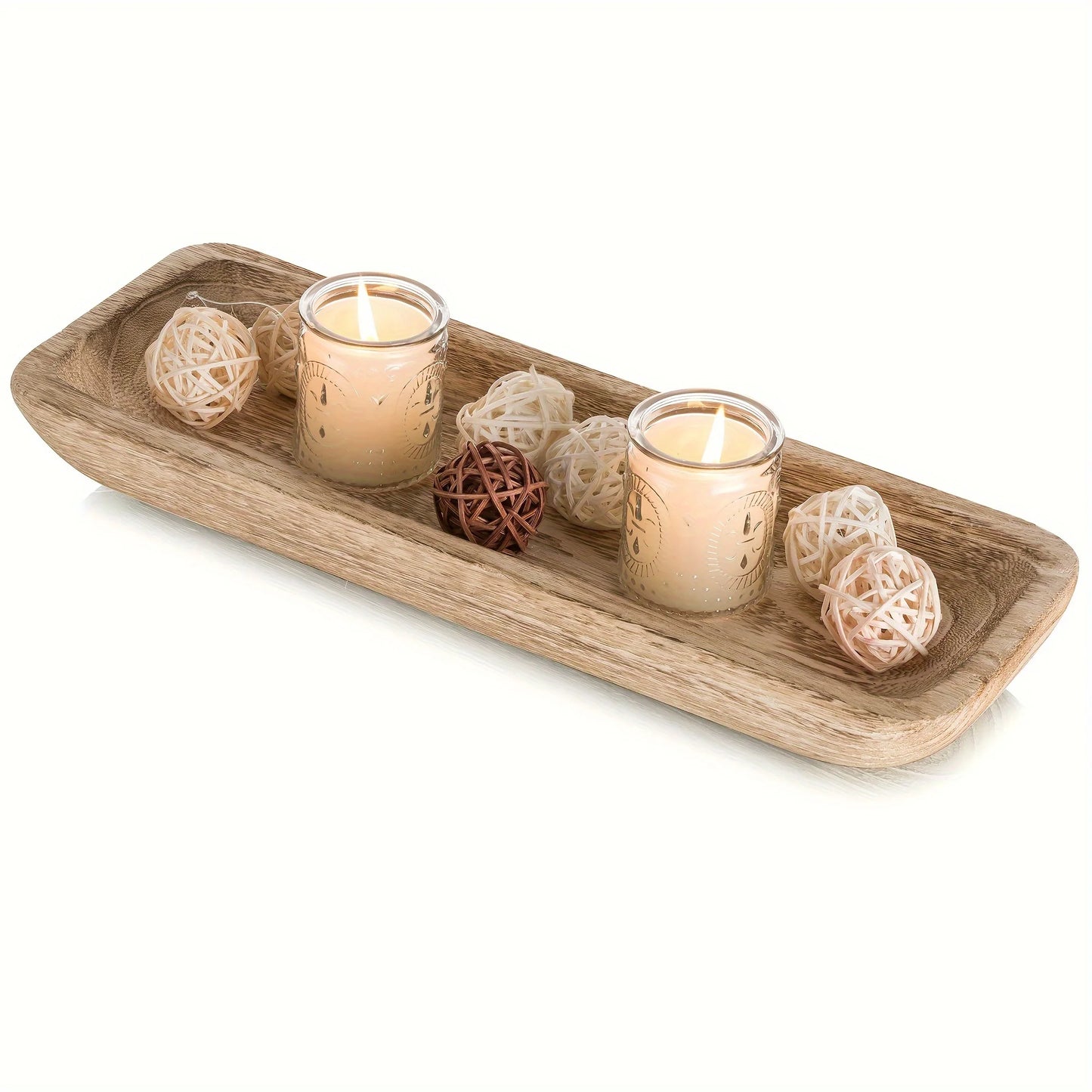 Plateau Décoratif en Bois 40cm — Décoration Maison & Table