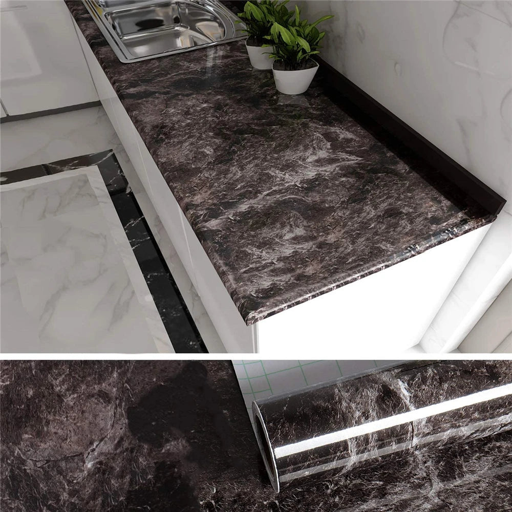 Papier Adhésif Marbre Imperméable — Revêtement Cuisine & Décoration