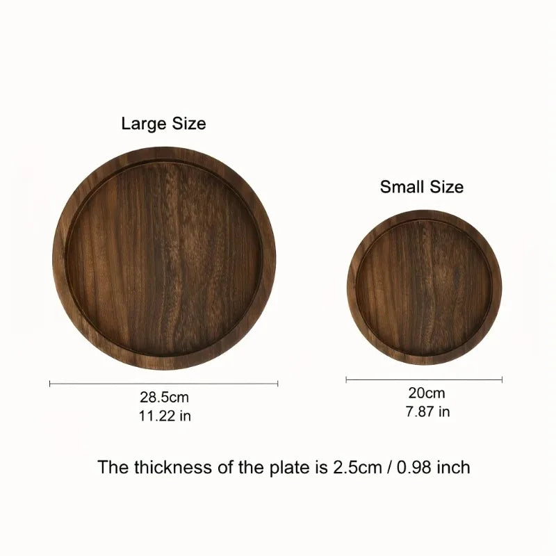 Plateau Rond Rustique en Bois — Présentoir Bougies & Vases Déco