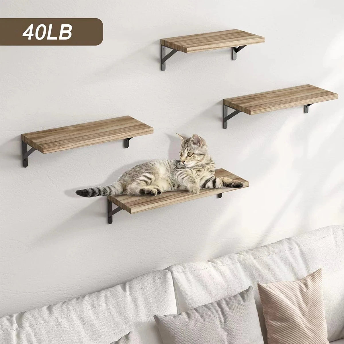 Étagères Flottantes Murales en Bois — Lot Salon, Chambre & Bureau