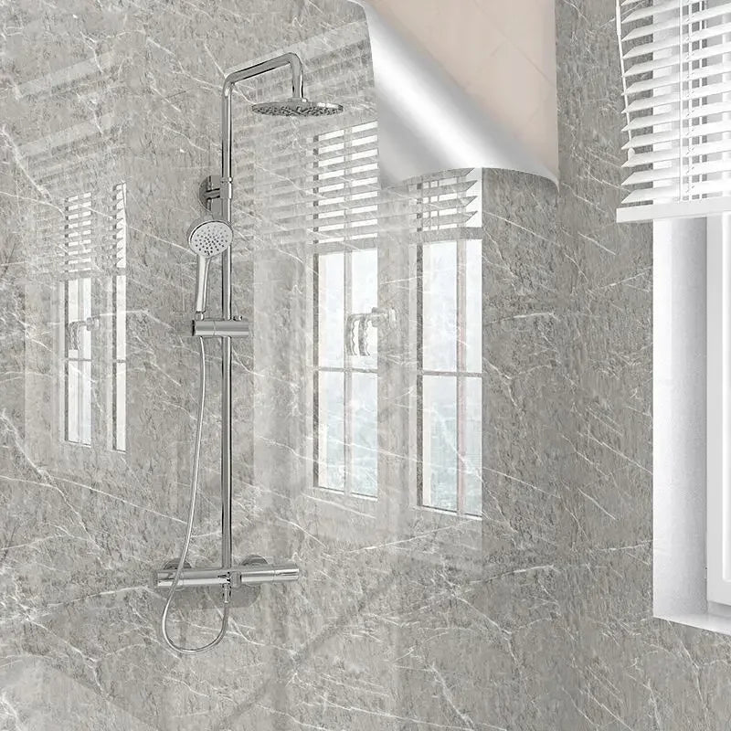 Papier Adhésif Marbre Salle de Bain — Vinyle Imperméable & Repositionnable