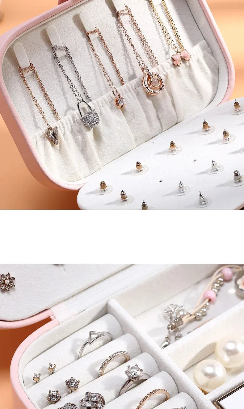 Boîte à Bijoux Organisatrice en Cuir — Colliers, Bagues & Bracelets