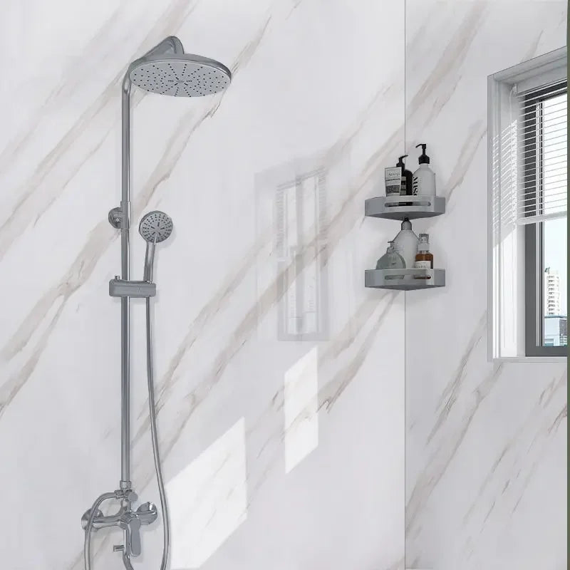 Papier Adhésif Marbre Salle de Bain — Vinyle Imperméable & Repositionnable