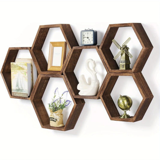 Étagère Murale Hexagonale Flottante — Salle de Bain & Chambre