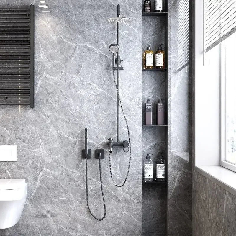 Papier Adhésif Marbre Salle de Bain — Vinyle Imperméable & Repositionnable