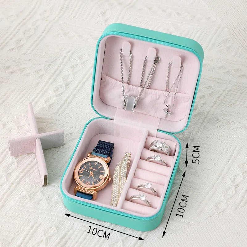 Boîte à Bijoux Organisatrice en Cuir — Colliers, Bagues & Bracelets
