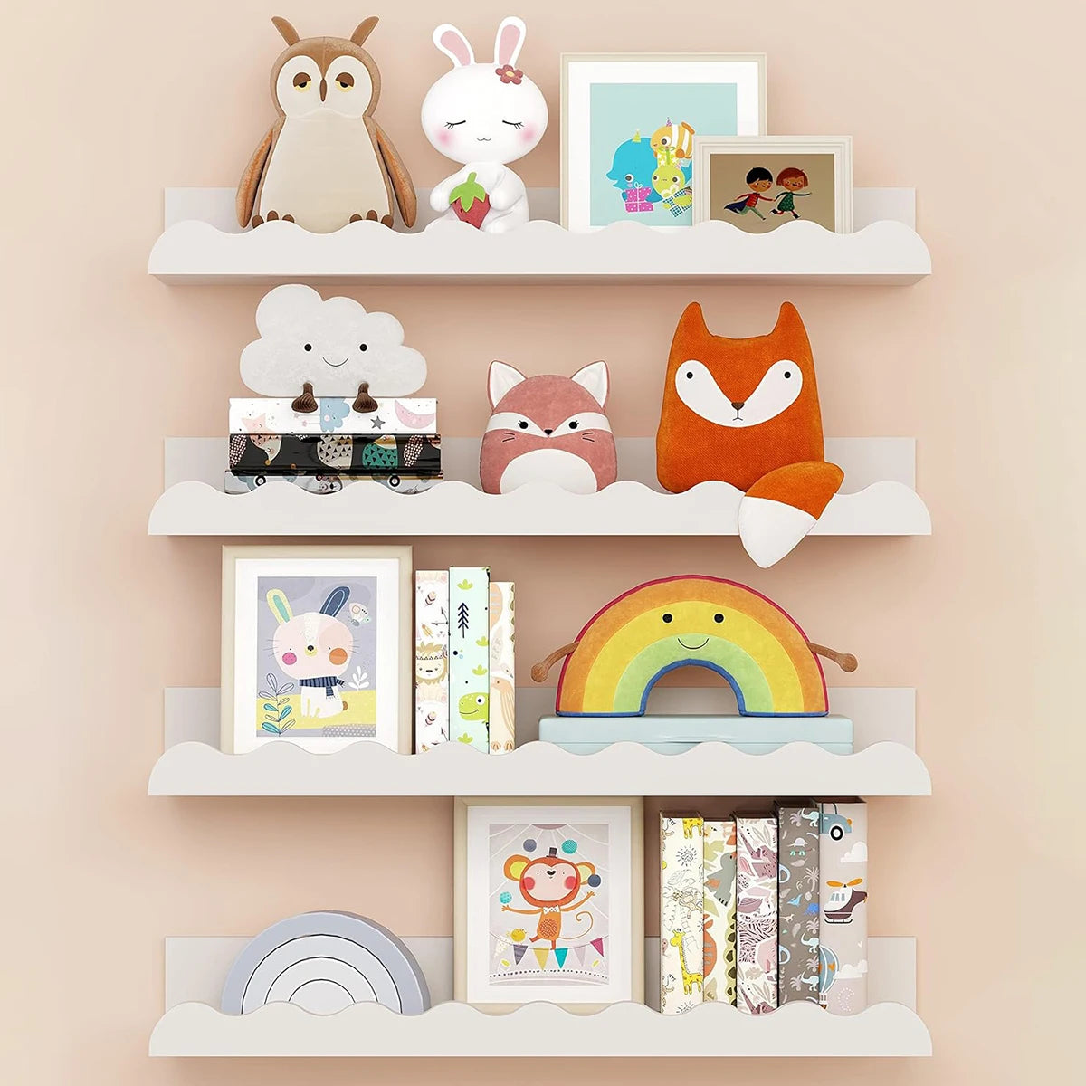 Étagère Flottante Bois Blanc Ondulée — Chambre & Nursery