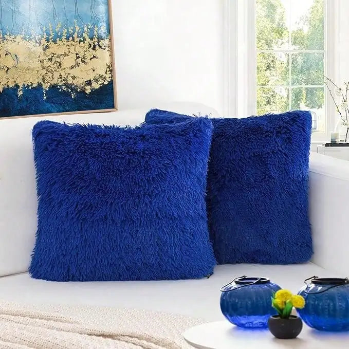 Lot 2 Housses Coussin Fausse Fourrure Luxe — Canapé & Chambre