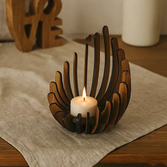 Bougeoir Lotus en Bois — Décoration Table, Mariage & Noël