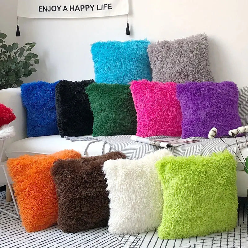 Lot 2 Housses Coussin Fausse Fourrure Luxe — Canapé & Chambre