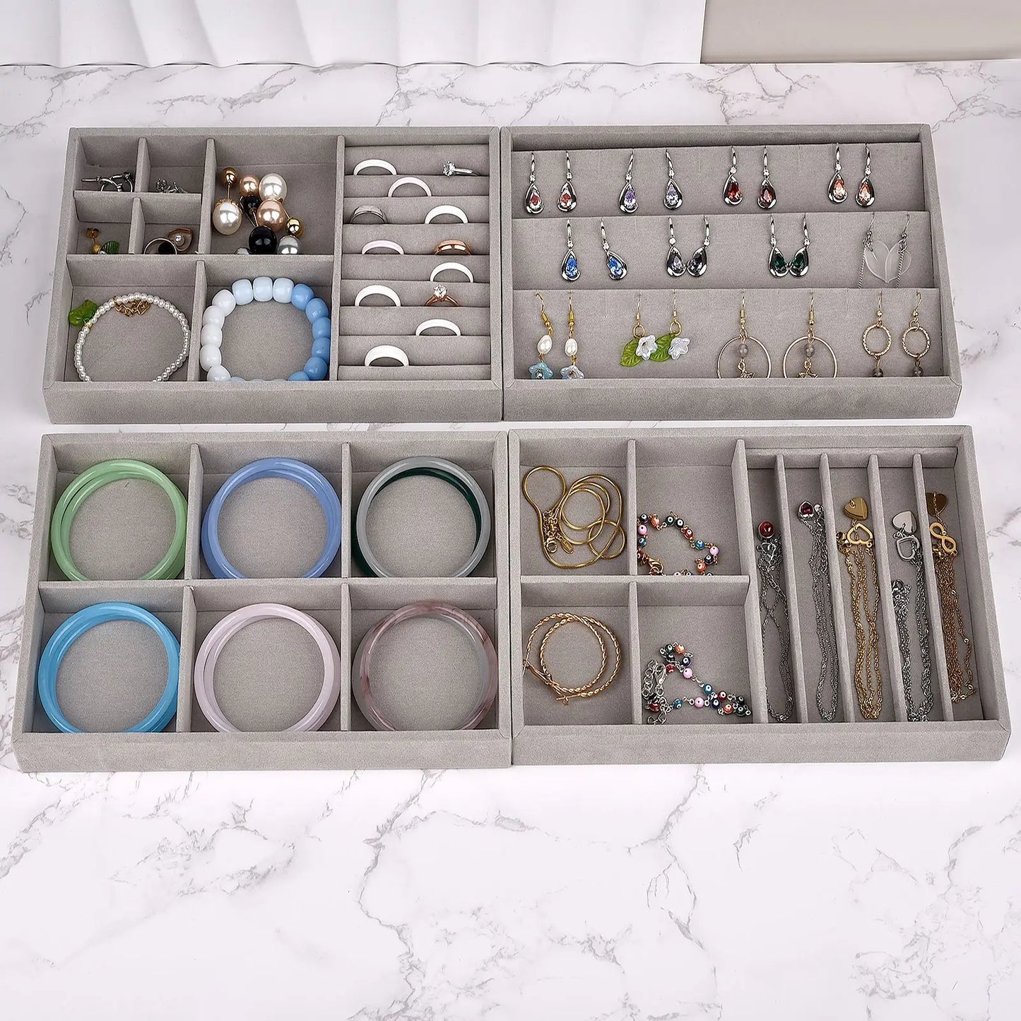 Boîte Bijoux Velours — Présentoir Bagues, Colliers & Bracelets