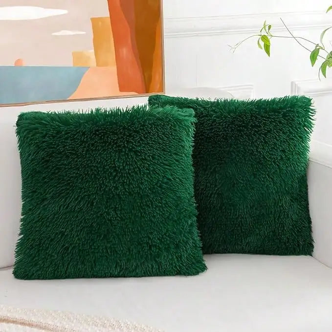 Lot 2 Housses Coussin Fausse Fourrure Luxe — Canapé & Chambre
