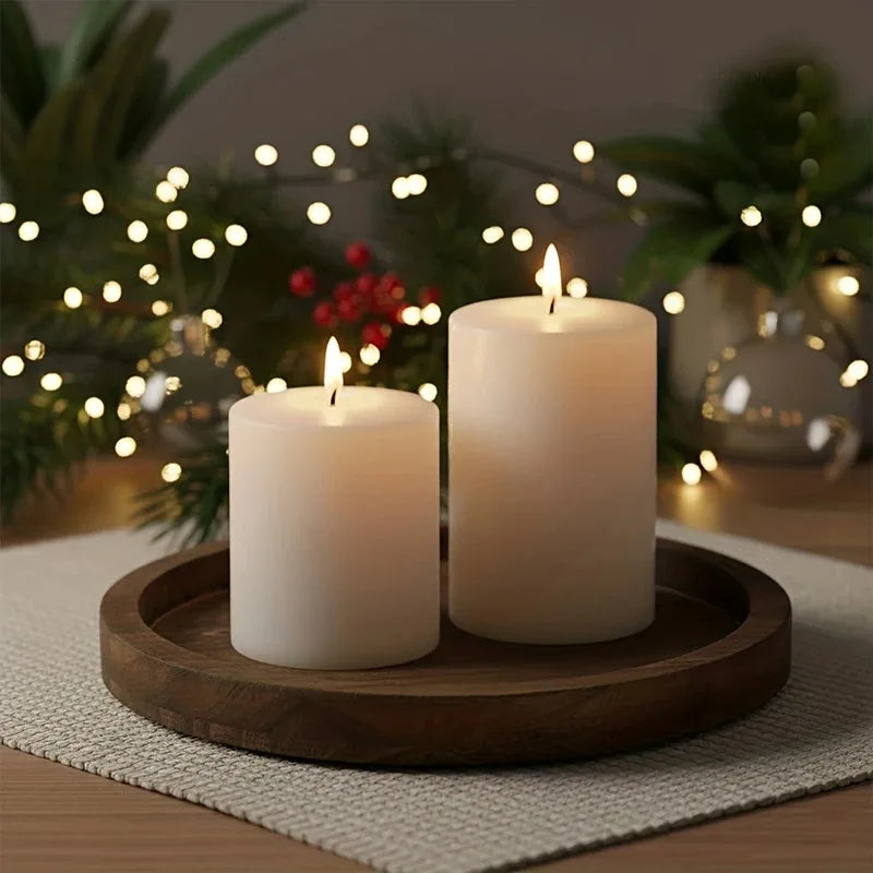 Plateau Rond Rustique en Bois — Présentoir Bougies & Vases Déco