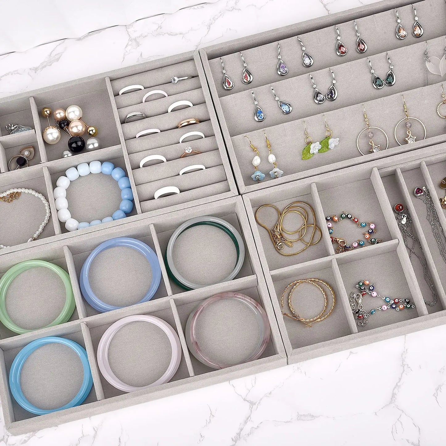 Boîte Bijoux Velours — Présentoir Bagues, Colliers & Bracelets