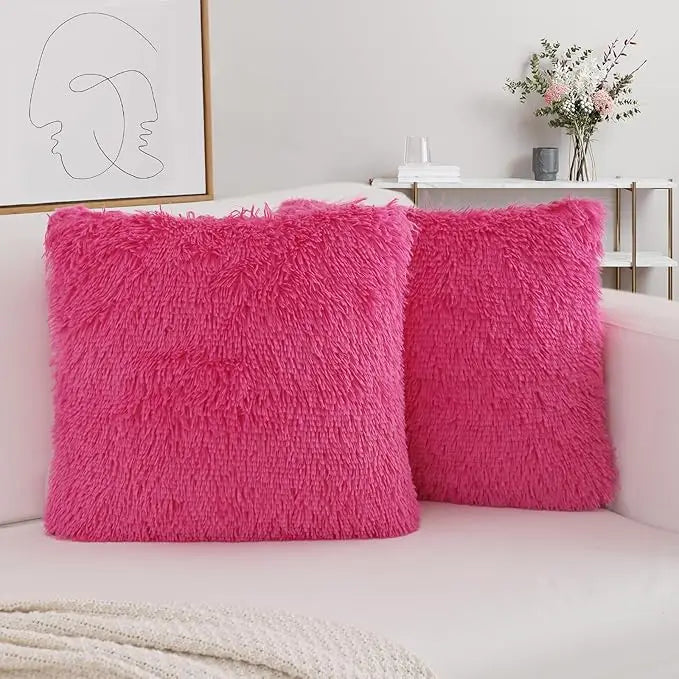 Lot 2 Housses Coussin Fausse Fourrure Luxe — Canapé & Chambre