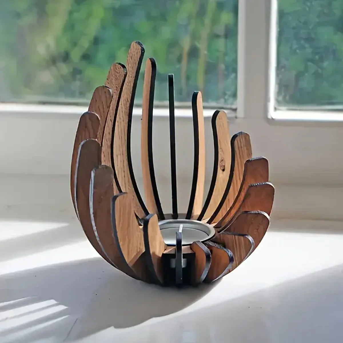 Bougeoir Lotus en Bois — Décoration Table, Mariage & Noël