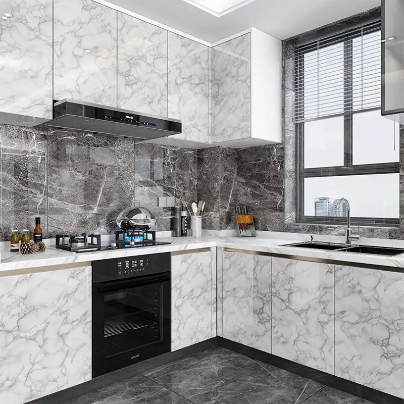 Papier Adhésif Marbre Imperméable — Revêtement Cuisine & Décoration