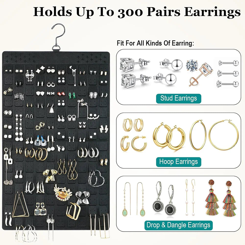 Organisateur Bijoux Suspendu Double Face — 300 Paires de Boucles