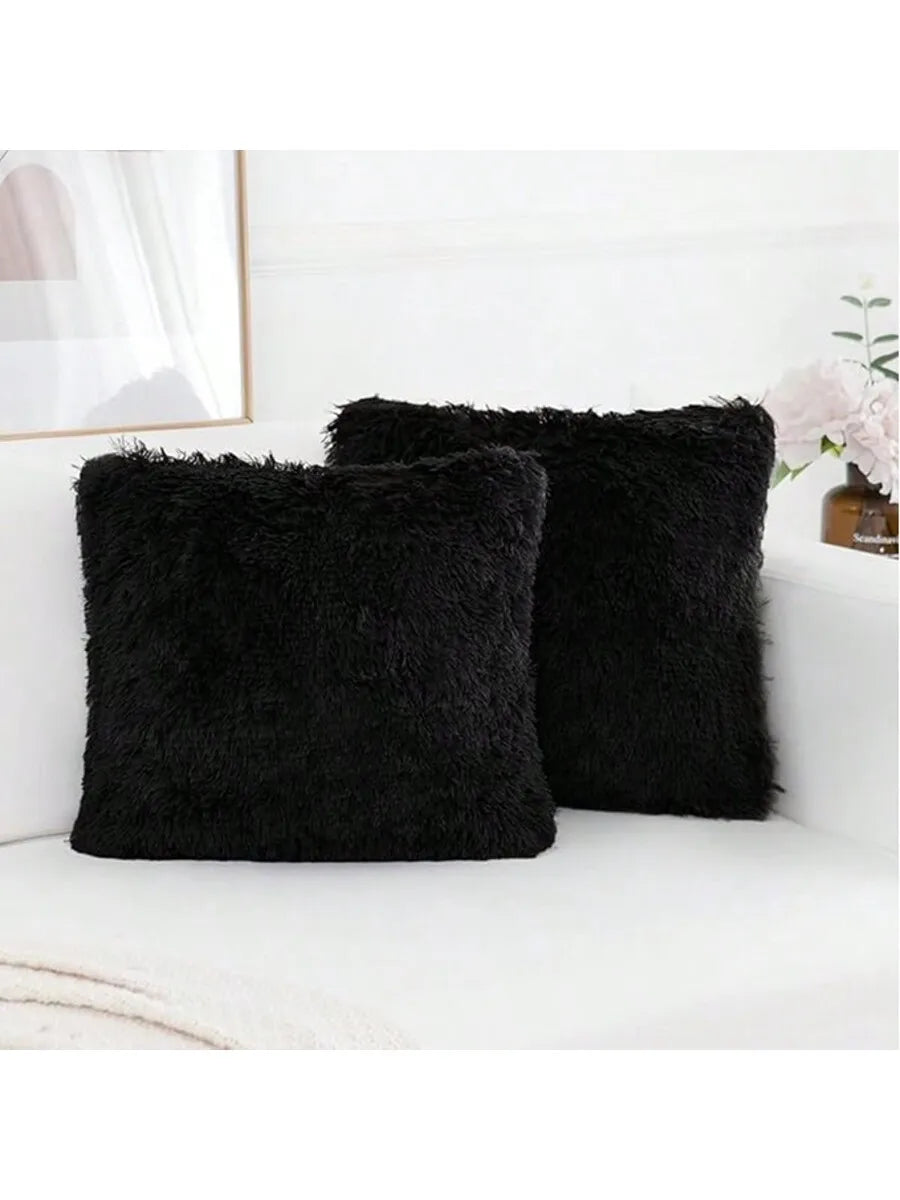 Lot 2 Housses Coussin Fausse Fourrure Luxe — Canapé & Chambre