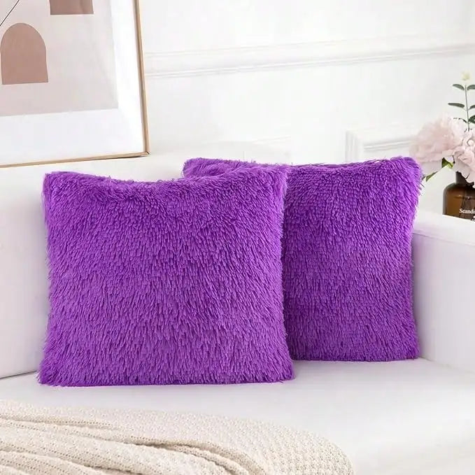 Lot 2 Housses Coussin Fausse Fourrure Luxe — Canapé & Chambre