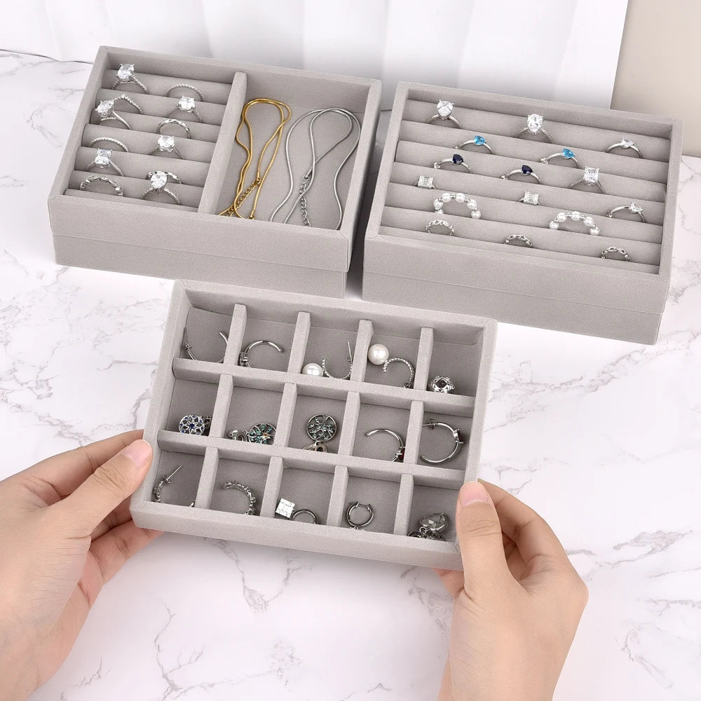 Boîte Bijoux Velours — Présentoir Bagues, Colliers & Bracelets