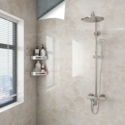 Papier Adhésif Marbre Salle de Bain — Vinyle Imperméable & Repositionnable