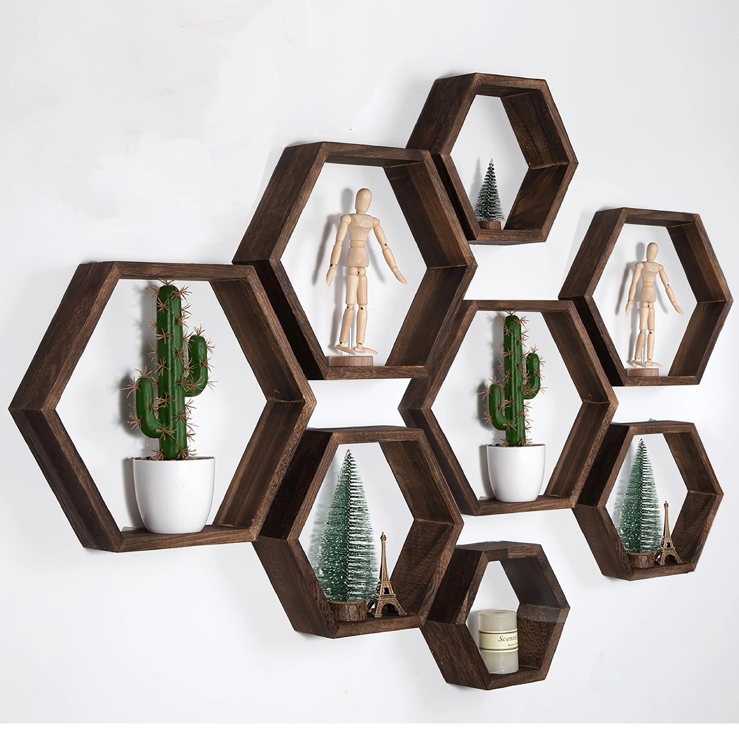 Étagère Murale Hexagonale Flottante — Salle de Bain & Chambre