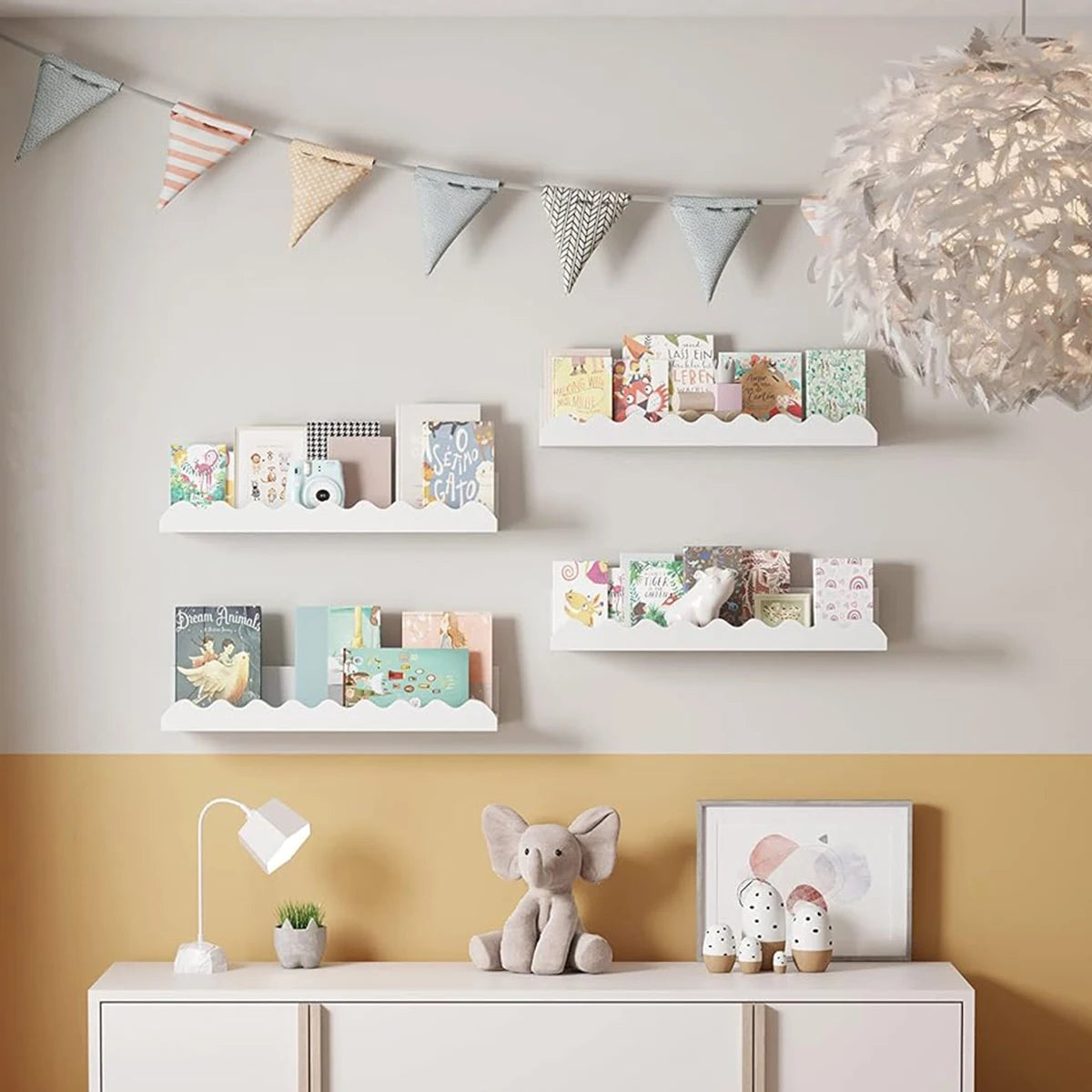 Étagère Flottante Bois Blanc Ondulée — Chambre & Nursery