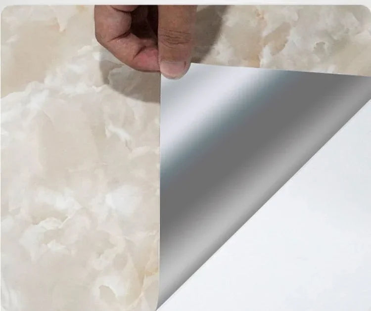 Papier Adhésif Marbre Salle de Bain — Vinyle Imperméable & Repositionnable