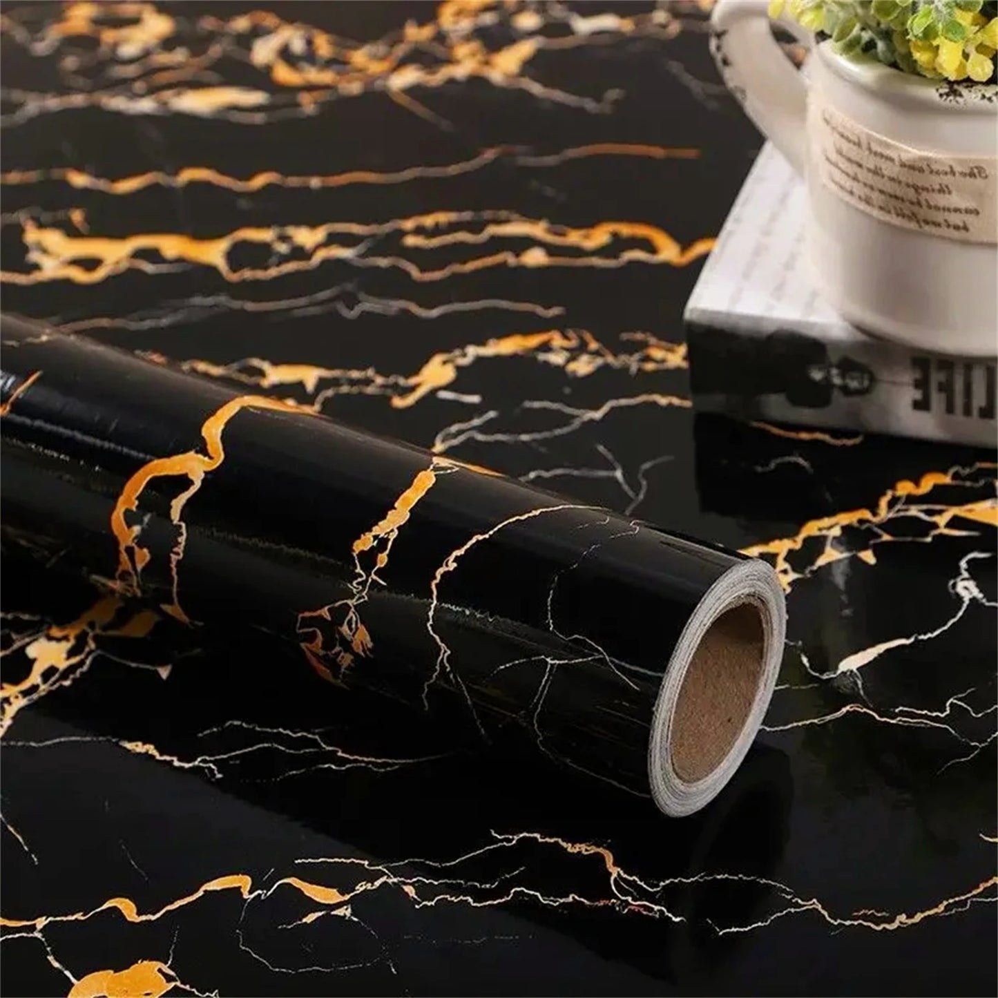 Papier Adhésif Marbre Imperméable — Revêtement Cuisine & Décoration
