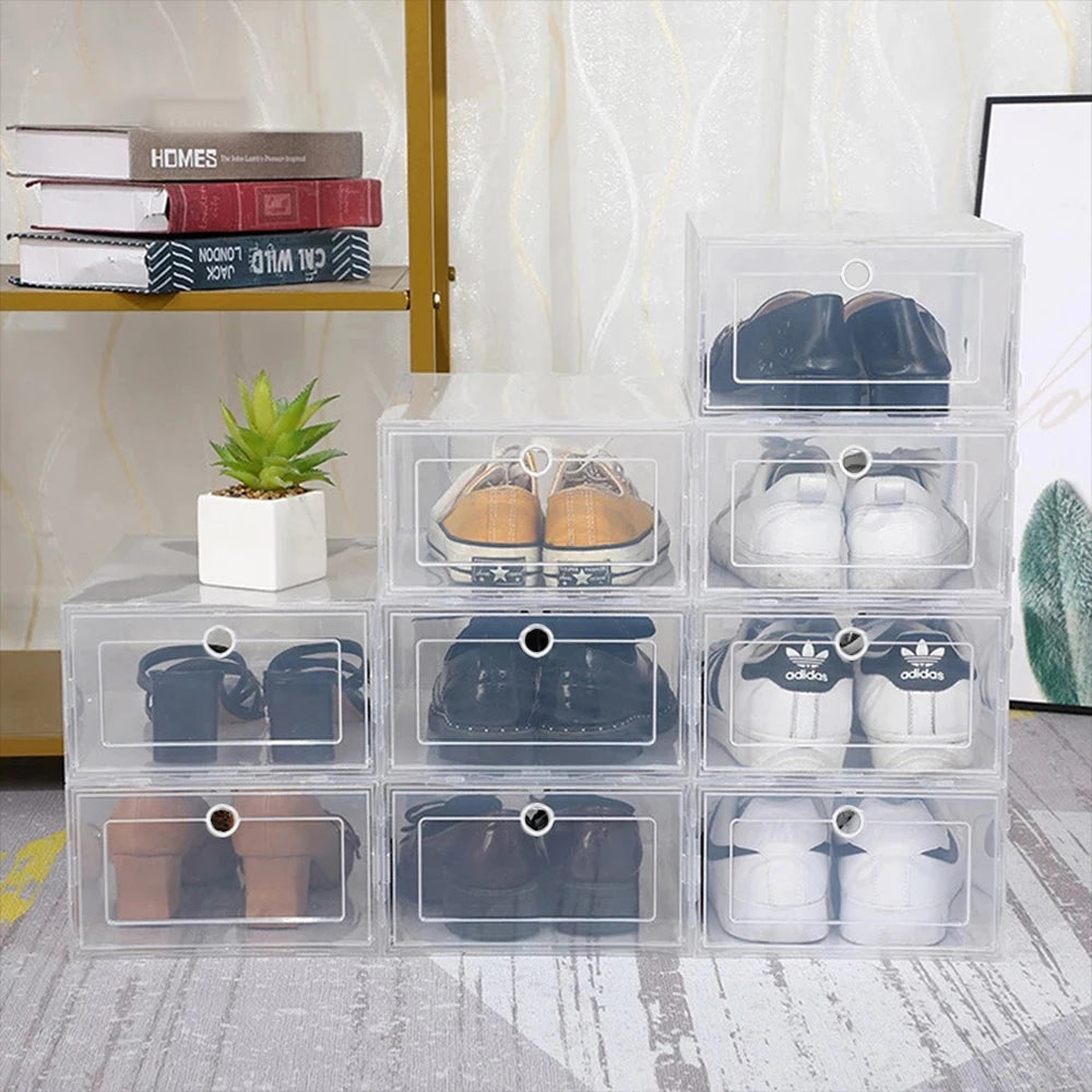 Lot 6 Boîtes à Chaussures Transparentes Pliables — Anti-poussière