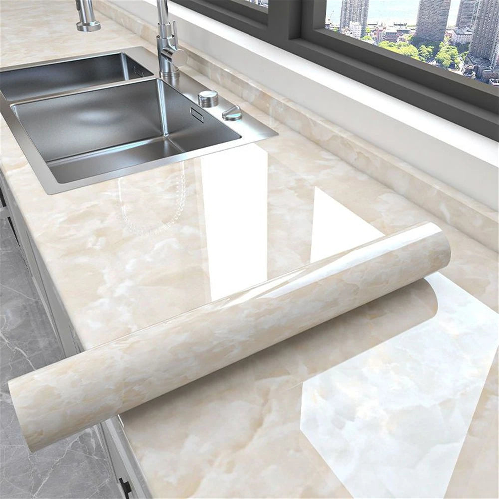 Papier Adhésif Marbre Imperméable — Revêtement Cuisine & Décoration