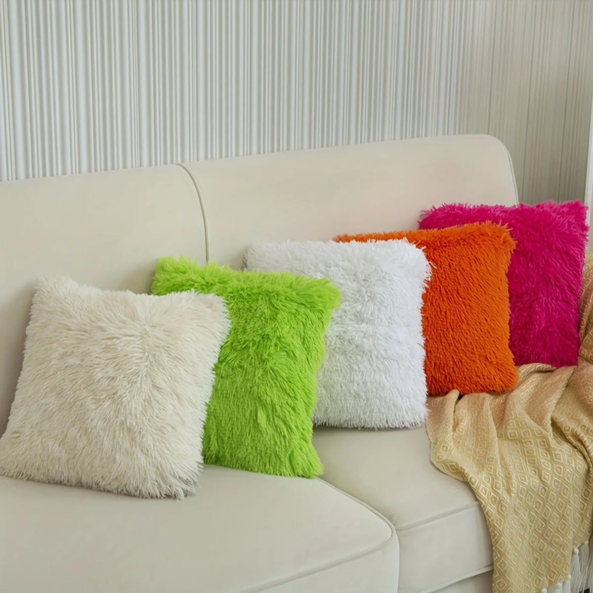 Lot 2 Housses Coussin Fausse Fourrure Luxe — Canapé & Chambre